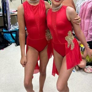 Customized Weissman red and gold lyrical costume child Medium